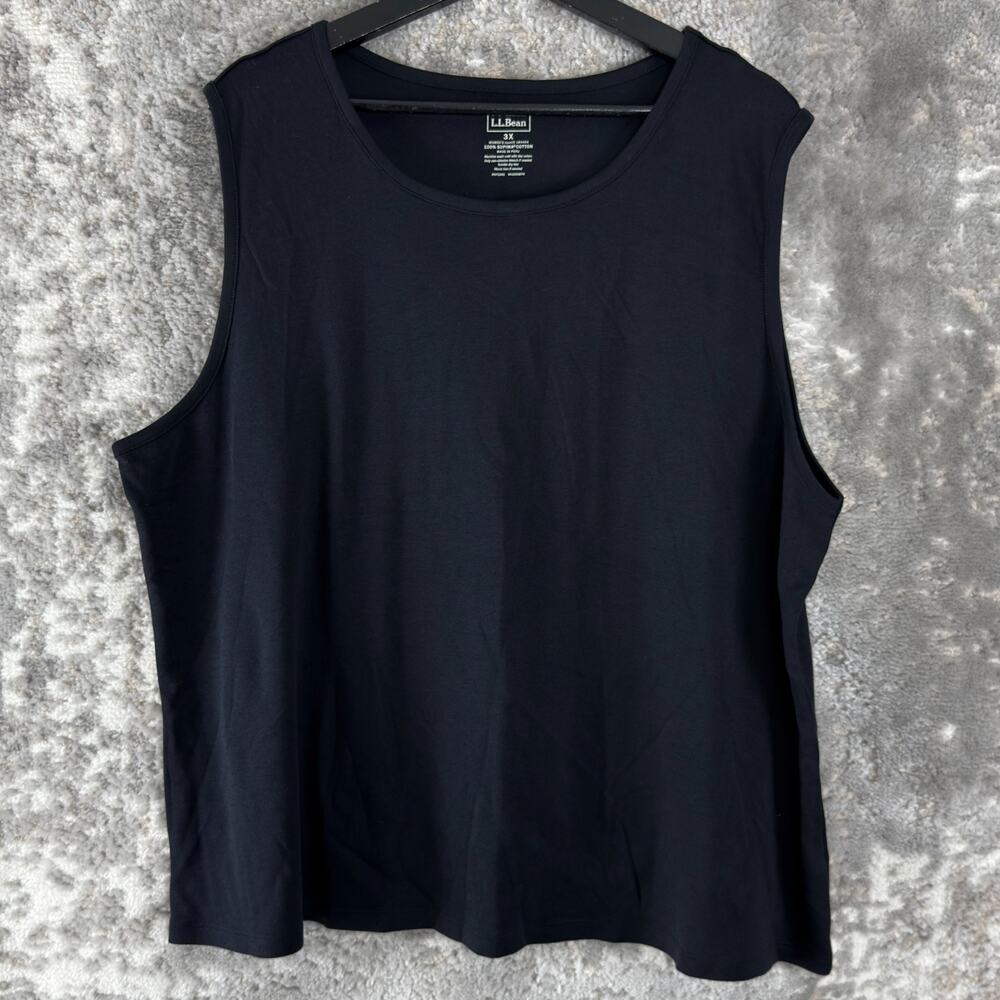 LL Bean Plus Size 3X Supima Cotton Casual Top Black Sleeveless Pullover